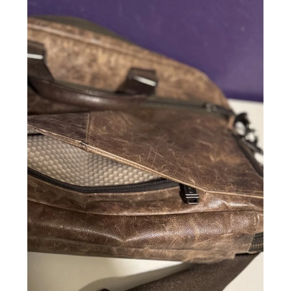 TUMI ALPHA BRAVO McNair Slim Leather Brown Briefcase Bag Carry On 92611BH $495